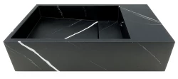 Solid-S Marble solid surface fontein B40xD22xH10cm marmer mat zwart rechts zonder kraangat 1208954635