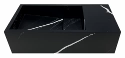 Solid-S Marble solid surface fontein B36xD18xH10cm marmer mat zwart  rechts zonder kraangat 1208954639