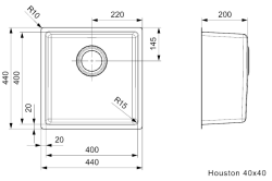 OUTLET Schade bak! Reginox Houston RVS spoelbak 40x40 onderbouw