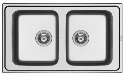 OUTLET Pyramis DORIAN RVS dubbele spoelbak  86x50cm opbouw