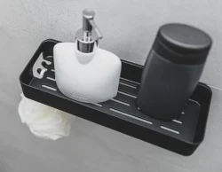 Aquadesign Shower vrijhangende douchekorf doucherekje of douchebakje mat zwart 29x10cm