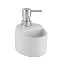 Aquadesign Nantes vrijstaande keramische zeepdispenser chroom met mat witte bakje 1208955961