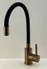 Aquadesign Rezi keukenmengkraan met flexibele zwarte uitloop PVD geborsteld koper 1208955984