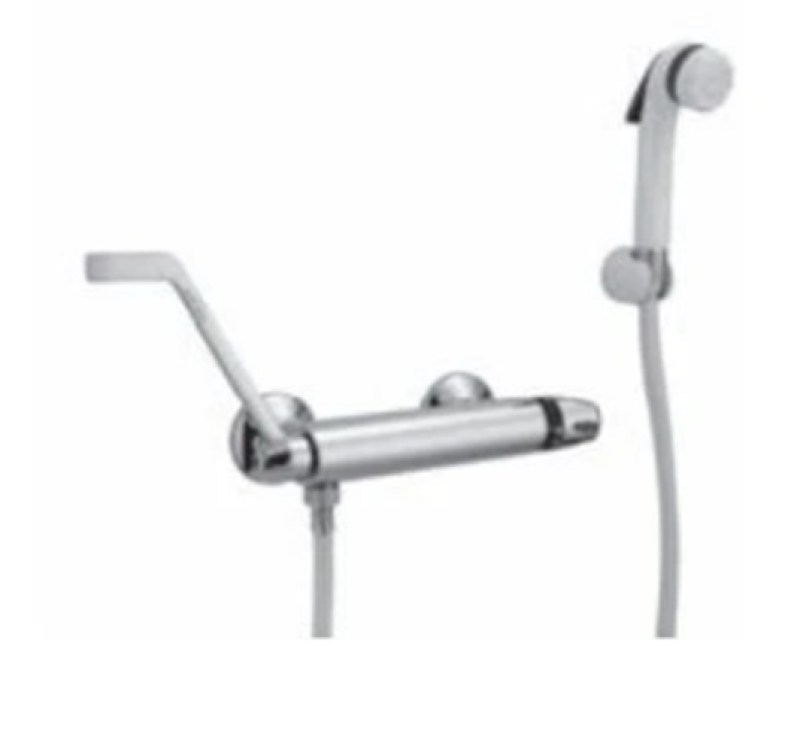 PB Clinic mindervaliden douchethermostaat met lange hendel chroom  met knijphanddouche 1208956282