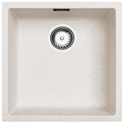 Zand wit spoelbak 40x40cm onderbouw opbouw en vlakbouw met rvs plug 1208956394