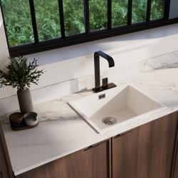 Witte Spoelbak 50x40 cm Onderbouw, Opbouw en Vlakinbouw met RVS plug 1208956397