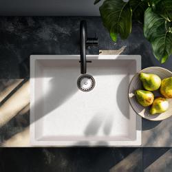 Zand Wit Creme Spoelbak 50x40 cm Onderbouw, Opbouw en Vlakinbouwmet rvs plug 1208956399