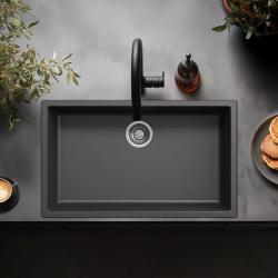 Zwarte grote spoelbak 70x40cm onderbouw opbouw en vlakbouw met rvs plug 1208956400
