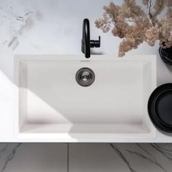 Witte grote spoelbak 70x40cm onderbouw opbouw en vlakbouw met rvs plug 1208956402