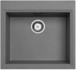Beton grijze opbouw spoelbak 58x53cm met kraangatbank met rvs plug 1208956771