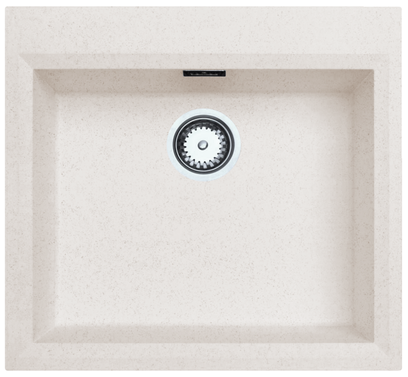 Zand wit opbouw spoelbak 58x53cm met kraangatbank met rvs plug 1208956773