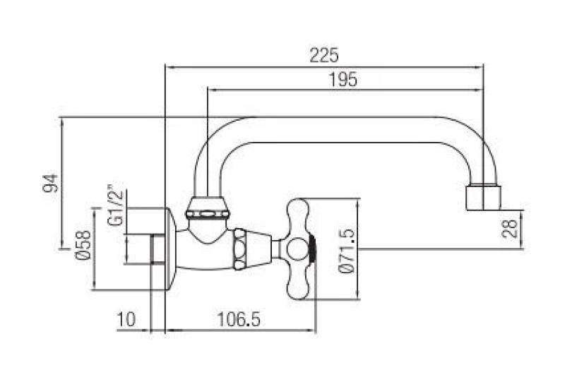 PB klassieke muur fonteinkraan met sterknop koud water en draaibare uitloop rvs 1208956898
