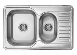 Ausmann Basic rvs 1,5 opbouw spoelbak met afdruip omkeerbaar 78x50 cm inclusief sifon 1208956970