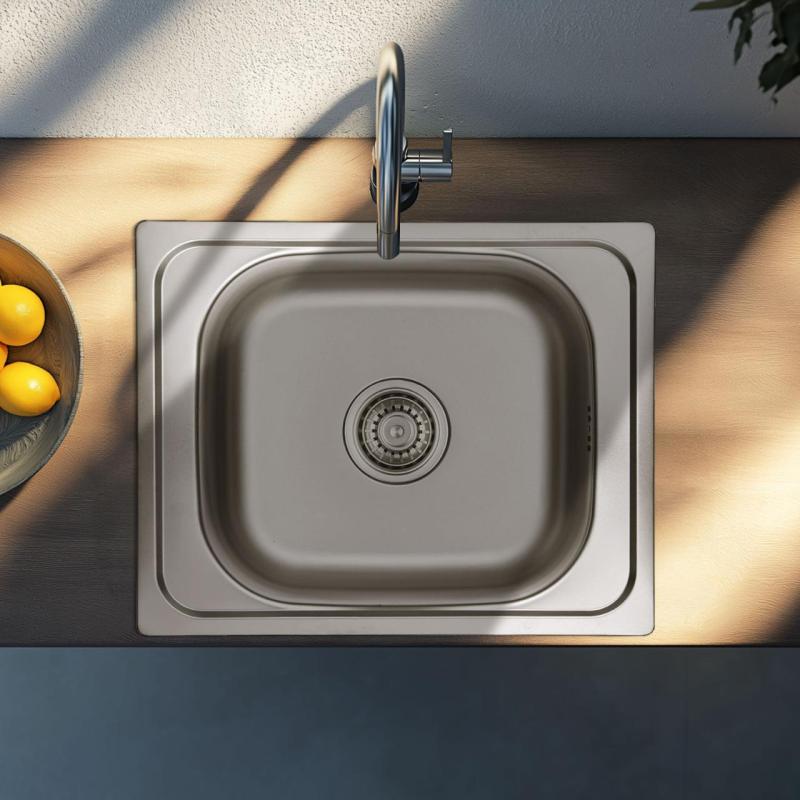 Ausmann Basic rvs opbouw spoelbak 50x40 cm inclusief sifon 1208956975