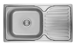 Ausmann Basic rvs opbouw spoelbak met afdruip omkeerbaar 76x42 cm inclusief sifon 1208956978