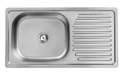 Ausmann Basic rvs opbouw spoelbak met afdruip omkeerbaar 75x40 cm inclusief sifon 1208956996