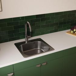 Ausmann Basic rvs opbouw spoelbak 48x48 cm met kraangatbank inclusief sifon 1208957000