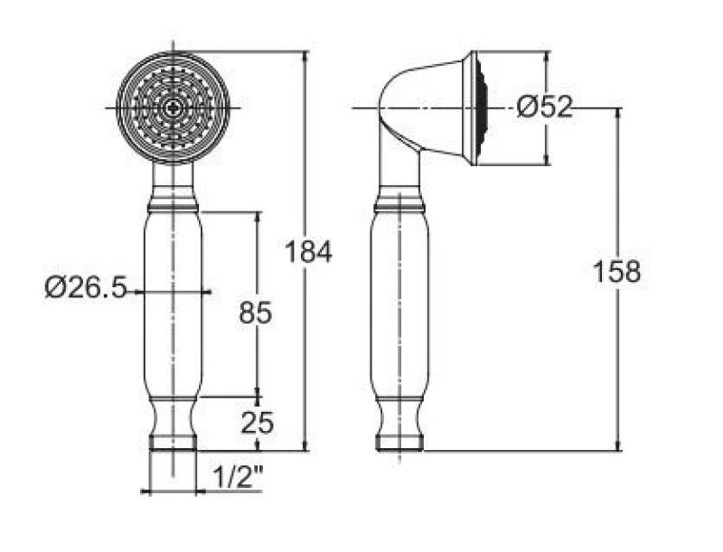 PB klassieke bronzen  handdouche met wit handvat 1208957104