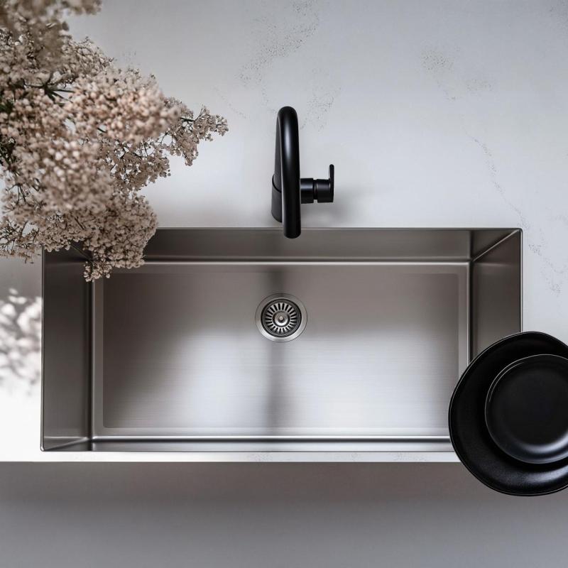 Ausmann Oder grote rvs spoelbak 74x40cm vlakbouw onderbouw en opbouw extra diep 22cm 1208957114