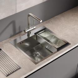 Ausmann Oder Blue rvs spoelbak 55x50cm vlakbouw en opbouw met kraangatbank 1208957118