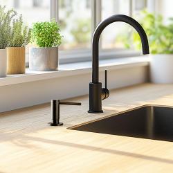 Reginox inbouw zeepdispenser mat zwart jet black voor bladmontage navulbaar via bovenkant R35450