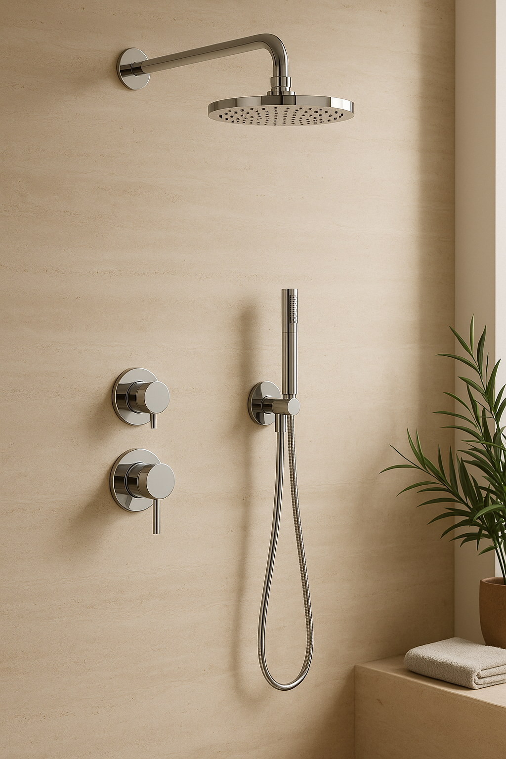 Waterevolution Flow inbouw doucheset chroom met thermostaat regendouche en handdouche 1208957343