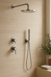 Waterevolution Flow inbouw doucheset chroom met thermostaat regendouche en handdouche 1208957343