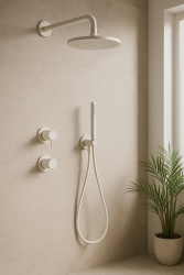 Waterevolution Flow inbouw doucheset mat wit met thermostaat regendouche en handdouche 1208957344