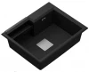 GraniteMy Limited luxe granieten spoelbak 61x50 cm zwart met vierkante afvoer en zwarte spons houder 1208957390