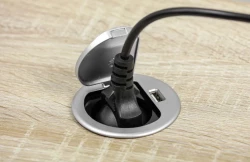 Indux Cover inbouw randaarde keukenstopcontact in werkblad met USB en stopcontact kleur zilver 1208957393