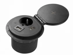 Indux Cover inbouw penaarde zwart stopcontact in werkblad met uitwisselbare aansluitingen 12089573400