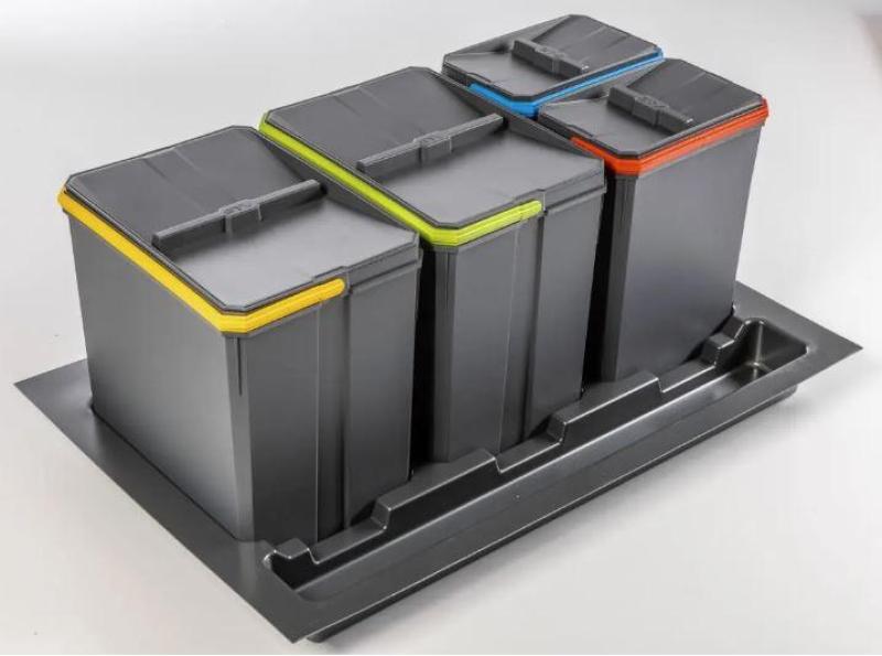 Garbi Basket B-80-4 sorteer afvalsysteem voor lade 80cm  incl. houder en 4 afvalbakken 1208957477