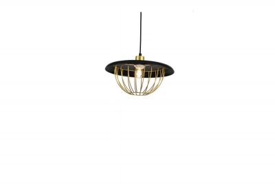 Decor Tulip moderne hanglamp met zwart metalen rand en gouden draadkooi 3444