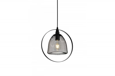 Decor Xalis hanglamp zwarte draadkap met metalen rand 18,5 cm 7320