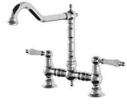 AquaTrimo Country 2 gats  klassieke keuken nostalgische brug keukenkraan met haakse uitloop chroom 21CT7657CM