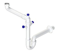 Ausmann Siphon ruimte besparende spoelbak sifon voor in de keuken met 2 vaatwasser aansluitingen 1208957660