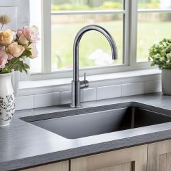 Aquadesign Sinks gun metal RVS spoelbak antraciet kleur PVD 50x40 onderbouw vlakbouw en opbouw 1208957702