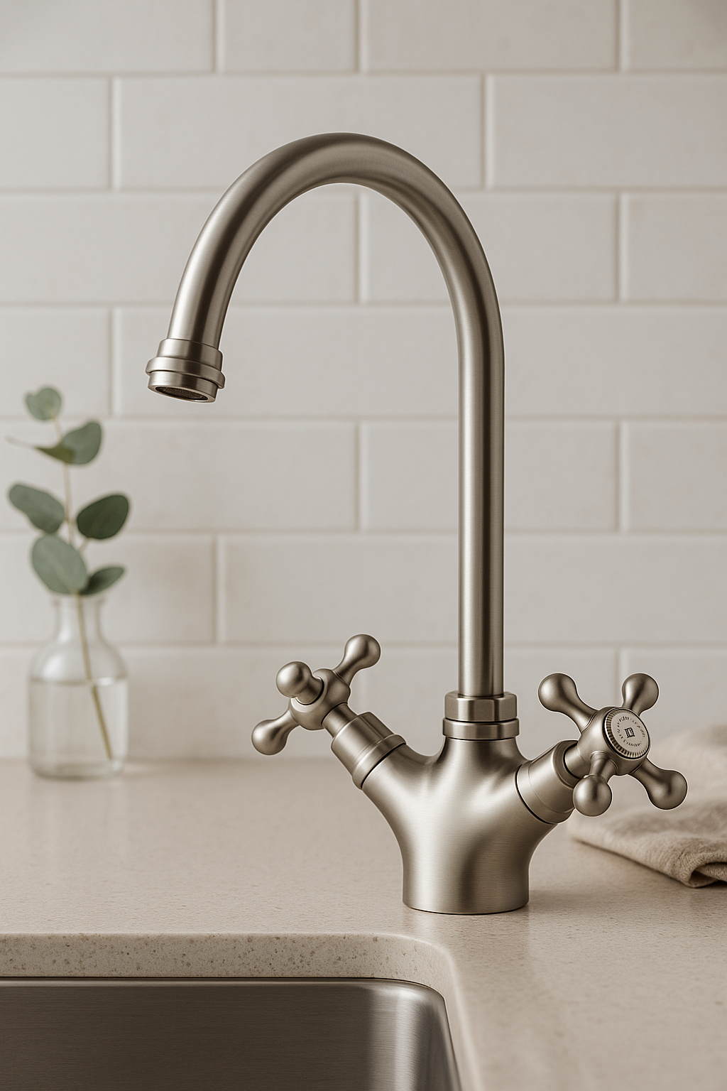 AquaTrimo Windsor klassieke keuken nostalgische keukenkraan met ronde uitloop rvs 21WS7652NM
