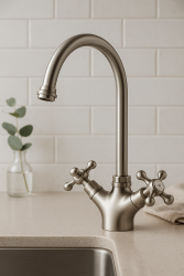 AquaTrimo Windsor klassieke keuken nostalgische keukenkraan met ronde uitloop rvs 21WS7652NM