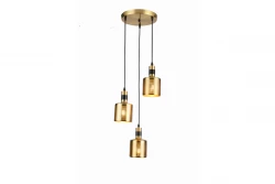 Decor Bellis zwart gouden cilindrische hanglamp met 3 lichtbronnen 4680