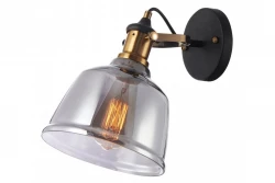 Decor Muscari II zwarte wandlamp met metallic rookglas en messing lamphouder 3657