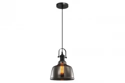 Decor Muscari II zwarte hanglamp met rookglas kleurig in metallic uitvoering lampenkap en zwarte lamphouder 3862