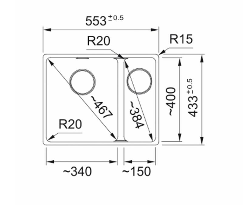 Franke Maris MRG 260-34-15 Fragranite Onyx spoelbak Bak Links vlakinbouw