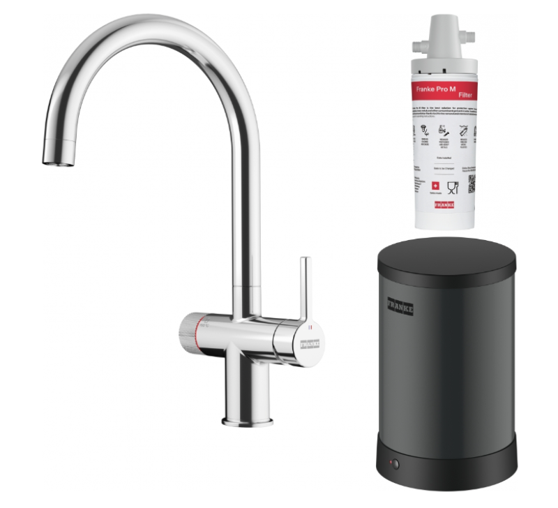 Franke Maris water hub 4L boiler 3-1 met Twist mechanische kokend water kraan chroom met waterhub mengset 1208957940