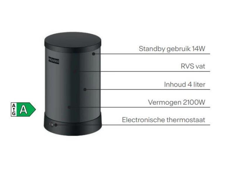 Franke Maris water hub 4L boiler 3-1 met Touch electronische kokend water kraan chroom  met waterhub bypass 1208957947
