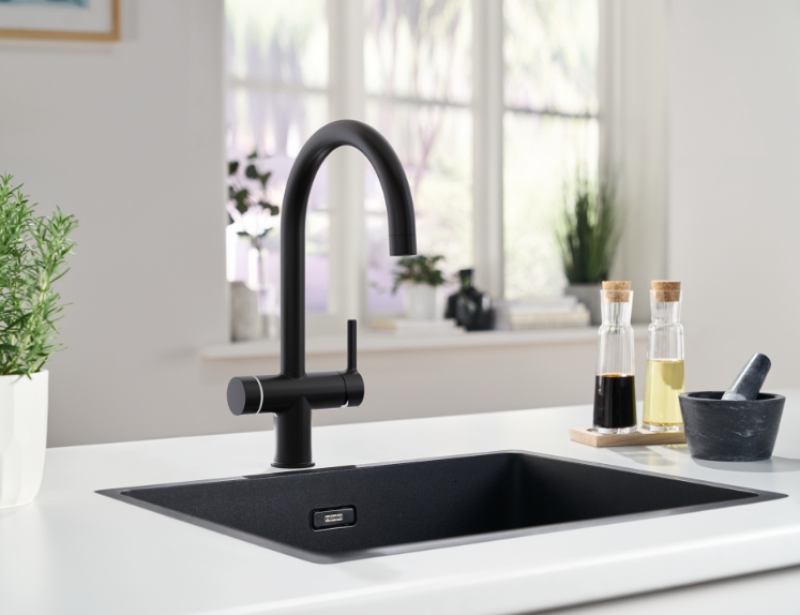 Franke Maris water hub 4L boiler 3-1 met Touch electronische kokend water kraan mat zwart met waterhub mengset 1208957949