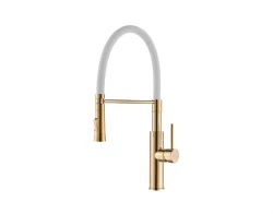 Aquadesign eenhendel keukenmengkraan goud/wit met flexibele uitloop 1208958225