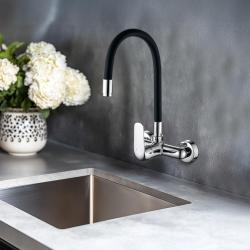 Aquatrimo Chopin muurkraan chroom met hoge flexibele uitloop  21CP8462CM