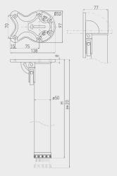 Inklapbare tafelpoot rvs 71cm hoog 50mm diameter en 2cm verstelbaar 1208963573