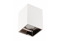 Ceiling luminaire ARIES, PC, 77x100mm, IP20, max 20W, square, white/black chrome